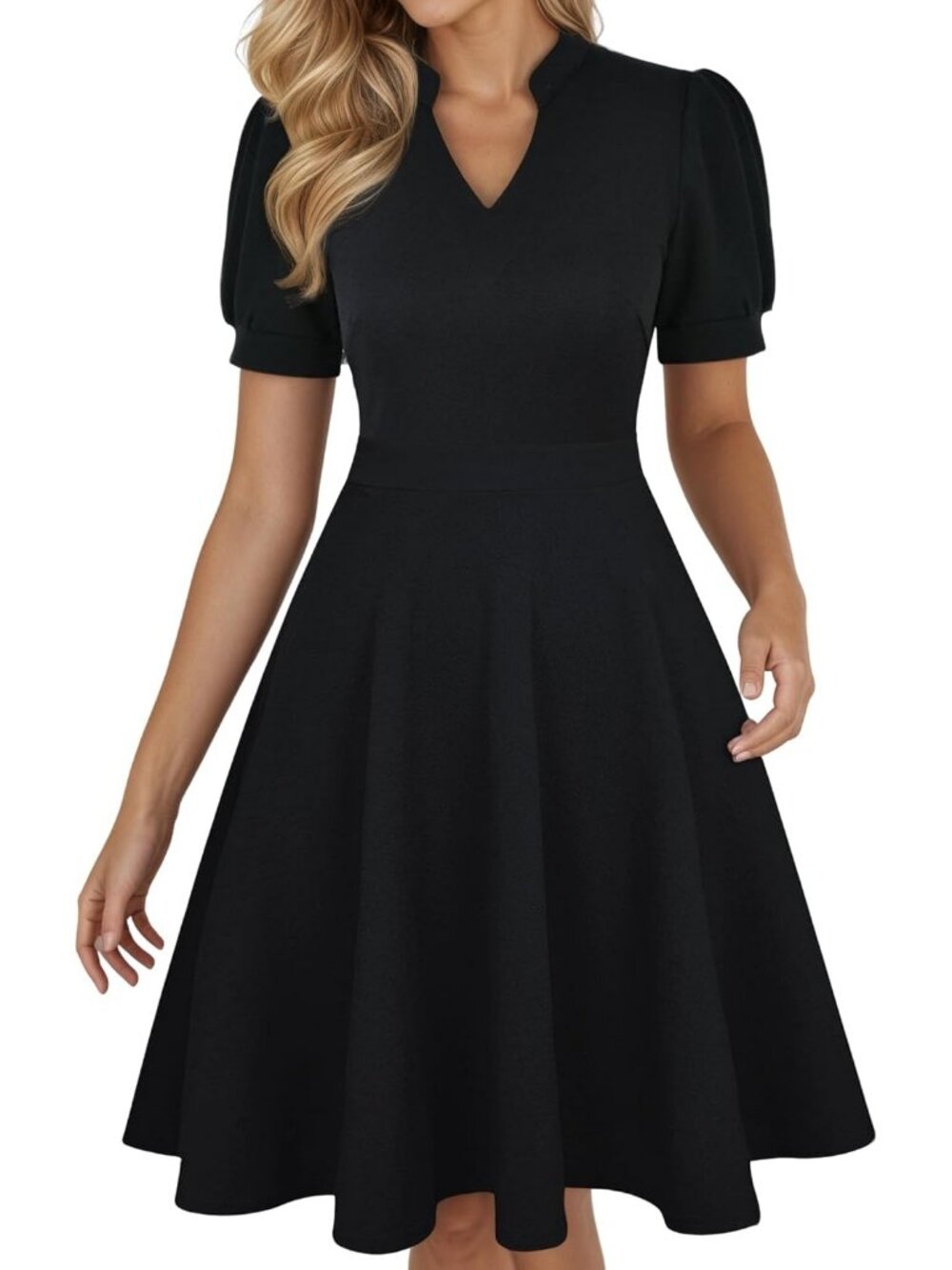 Men's Black V Neck Summer Short Sleeve Semi Formal Fit Zipper Dress